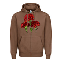 Chestnut Scarlet Red Carnation Illustrations Zipper Hoodie - LillyAllenDesigns