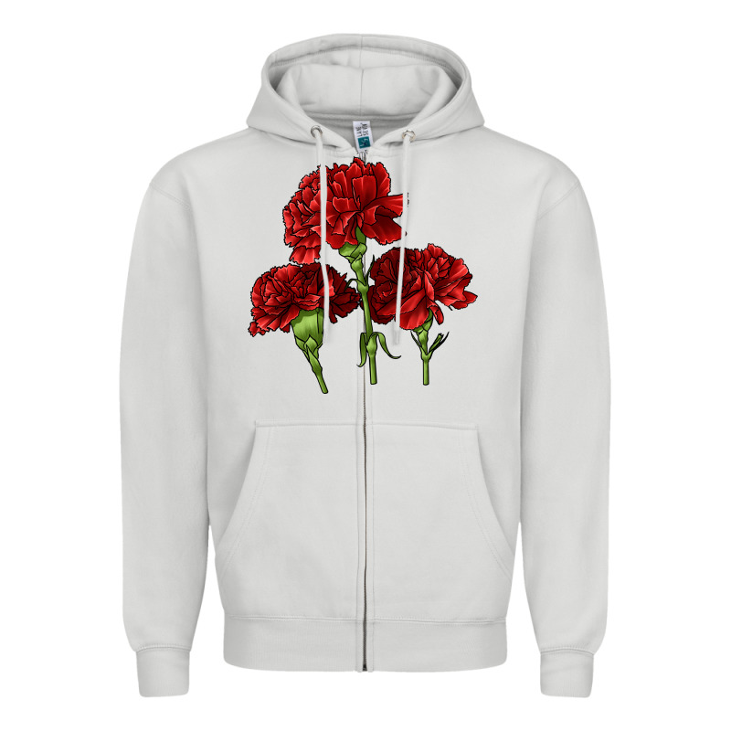 Scarlet Red Carnation Illustrations Zipper Hoodie by LillyAllenDesigns | Teevron
