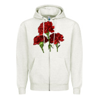 Oatmeal Heather Scarlet Red Carnation Illustrations Zipper Hoodie - LillyAllenDesigns