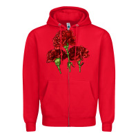 Red Scarlet Red Carnation Illustrations Zipper Hoodie - LillyAllenDesigns