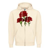 Sandshell Scarlet Red Carnation Illustrations Zipper Hoodie - LillyAllenDesigns