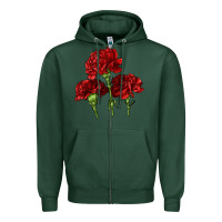 Sports Green Scarlet Red Carnation Illustrations Zipper Hoodie - LillyAllenDesigns