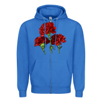 True Royal Scarlet Red Carnation Illustrations Zipper Hoodie - LillyAllenDesigns