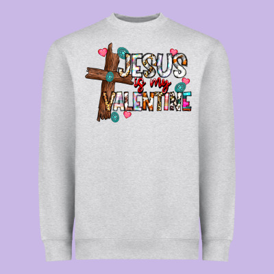 Jesus Is My Valentine Heavyweight Sweatshirt Designed By Cowhidedigitalart