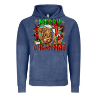 Vintage Denim merry christmas cow Vintage Hoodie - CowGirlArtShop