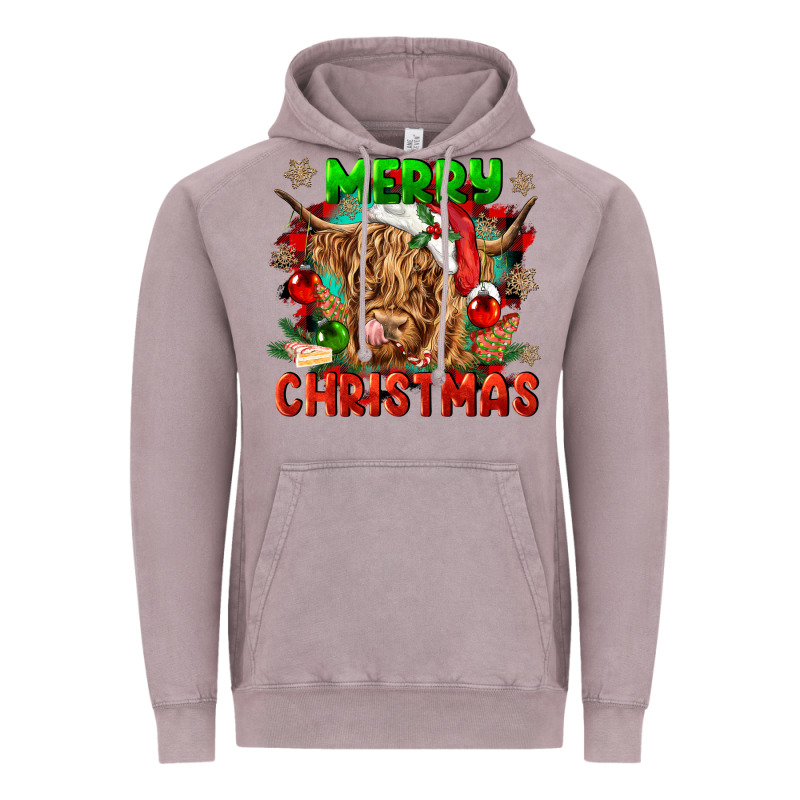 Merry Christmas Cow Vintage Hoodie by CowGirlArtShop | Teevron