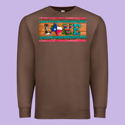 Love Texas Sunflowers Cactus Cowhide License Plate Premium Sweatshirt Designed By Artiststas