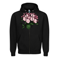 Black Mountain Laurel Flower Illustrations Zipper Hoodie - LillyAllenDesigns