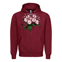 Burgundy Mountain Laurel Flower Illustrations Zipper Hoodie - LillyAllenDesigns