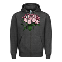 Charcoal Heather Mountain Laurel Flower Illustrations Zipper Hoodie - LillyAllenDesigns