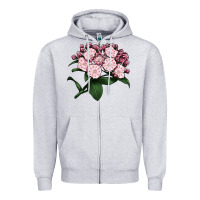 Heather Grey Mountain Laurel Flower Illustrations Zipper Hoodie - LillyAllenDesigns
