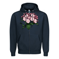Navy Mountain Laurel Flower Illustrations Zipper Hoodie - LillyAllenDesigns