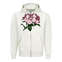Oatmeal Heather Mountain Laurel Flower Illustrations Zipper Hoodie - LillyAllenDesigns