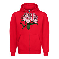 Red Mountain Laurel Flower Illustrations Zipper Hoodie - LillyAllenDesigns