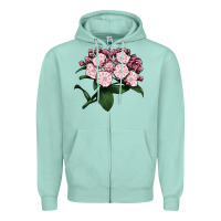 Seafoam Mountain Laurel Flower Illustrations Zipper Hoodie - LillyAllenDesigns