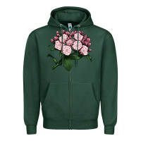 Sports Green Mountain Laurel Flower Illustrations Zipper Hoodie - LillyAllenDesigns