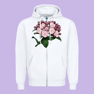 Mountain Laurel Flower Illustrations Zipper Hoodie Designed By Lillyallendesigns