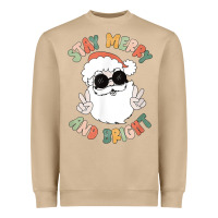 Mushroom funny groovy stay merry and bright christmas santa claus t shirt Heavyweight Sweatshirt - ArtMosaic