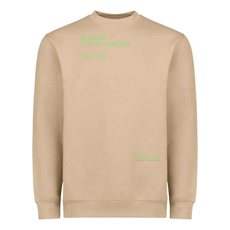 The Matrix Everything Has A Beginning Green Font Heavyweight Sweatshirt by ArtMosaic | Teevron