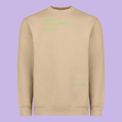 The Matrix Everything Has A Beginning Green Font Heavyweight Sweatshirt Designed By Artmosaic