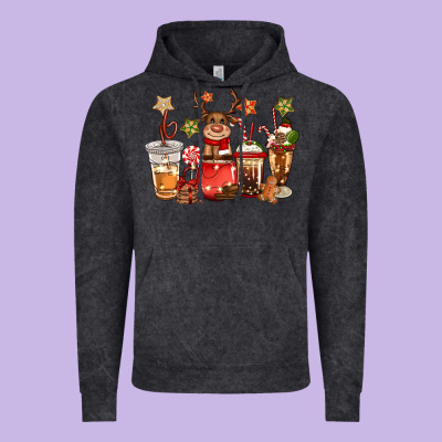 Christmas Reindeer Coffee Vintage Hoodie Designed By Cowgirlartshop