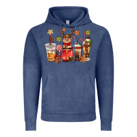 Vintage Denim christmas reindeer coffee Vintage Hoodie - CowGirlArtShop