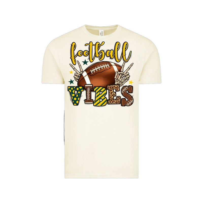 Football Vibes Yellow And Green Team Color Vintage Tee by HowdyJamesFarm | Teevron