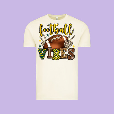 Football Vibes Yellow And Green Team Color Vintage Tee Designed By Howdyjamesfarm
