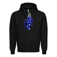 Black Bluebonnet Flower Illustrations Zipper Hoodie - LillyAllenDesigns