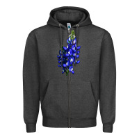 Charcoal Heather Bluebonnet Flower Illustrations Zipper Hoodie - LillyAllenDesigns