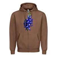Chestnut Bluebonnet Flower Illustrations Zipper Hoodie - LillyAllenDesigns