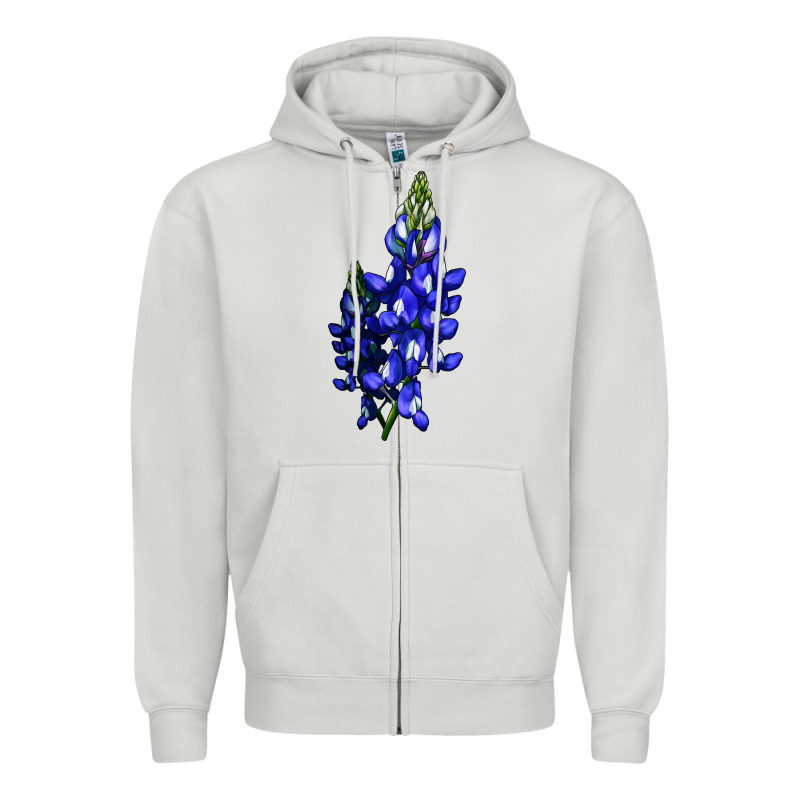 Bluebonnet Flower Illustrations Zipper Hoodie by LillyAllenDesigns | Teevron