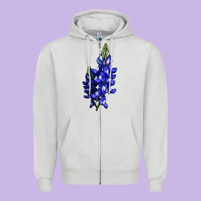 Bluebonnet Flower Illustrations Zipper Hoodie Designed By Lillyallendesigns