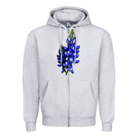 Heather Grey Bluebonnet Flower Illustrations Zipper Hoodie - LillyAllenDesigns