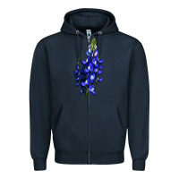 Navy Bluebonnet Flower Illustrations Zipper Hoodie - LillyAllenDesigns