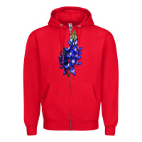 Red Bluebonnet Flower Illustrations Zipper Hoodie - LillyAllenDesigns