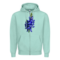 Seafoam Bluebonnet Flower Illustrations Zipper Hoodie - LillyAllenDesigns