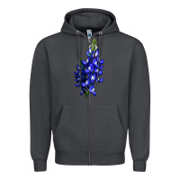 Smoke Bluebonnet Flower Illustrations Zipper Hoodie - LillyAllenDesigns