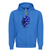 True Royal Bluebonnet Flower Illustrations Zipper Hoodie - LillyAllenDesigns
