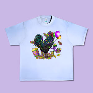 Mardi Gras Chicken Urban Heavy Tee Designed By Cowgirlartshop