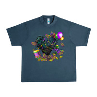 Midnight Navy mardi gras chicken Urban Heavy Tee - CowGirlArtShop