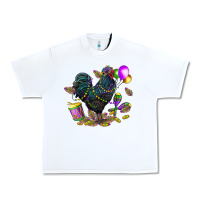White mardi gras chicken Urban Heavy Tee - CowGirlArtShop