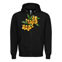 Black Yellow Jessamine Flower Illustrations Zipper Hoodie - LillyAllenDesigns