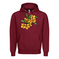 Burgundy Yellow Jessamine Flower Illustrations Zipper Hoodie - LillyAllenDesigns