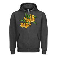 Charcoal Heather Yellow Jessamine Flower Illustrations Zipper Hoodie - LillyAllenDesigns