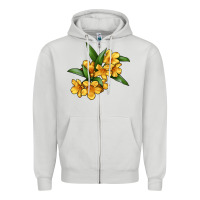 Dove Grey Yellow Jessamine Flower Illustrations Zipper Hoodie - LillyAllenDesigns