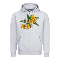 Heather Grey Yellow Jessamine Flower Illustrations Zipper Hoodie - LillyAllenDesigns