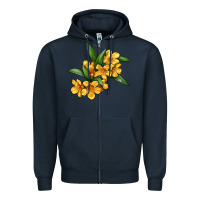 Navy Yellow Jessamine Flower Illustrations Zipper Hoodie - LillyAllenDesigns