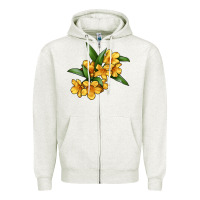 Oatmeal Heather Yellow Jessamine Flower Illustrations Zipper Hoodie - LillyAllenDesigns