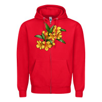 Red Yellow Jessamine Flower Illustrations Zipper Hoodie - LillyAllenDesigns